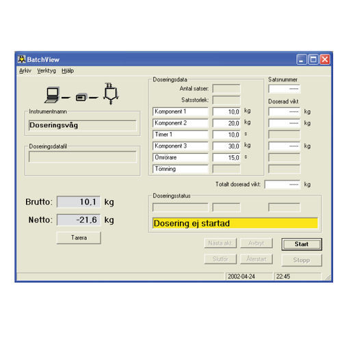 Программное обеспечение для контроля - BatchView - Nobel Weighing Systems - для визуализации / для управления / для базы данных ODBC