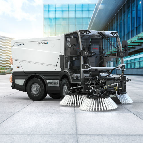 Подметальная машина для транспортного средства - CityCat V20e - Bucher Municipal AG - электрическая / для наружного применения / пыль