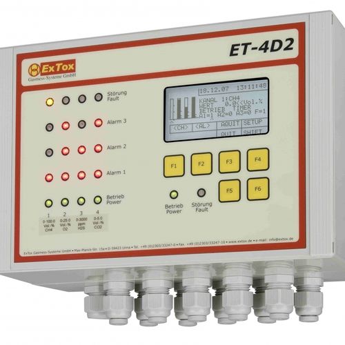 Многоканальная станция обнаружения газа - ET-4D2/A - ExTox Gasmess-Systeme - ЖК-дисплей / для крепления на DIN-рейке / настенная
