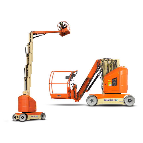 Мобильный подъемник с вертикальной мачтой - T12E Toucan®  - JLG Industries Inc. - с питанием от аккумулятора / для внутреннего и внешнего пользования / компактный