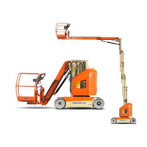 Мобильный подъемник с вертикальной мачтой - T12E-Plus Toucan®  - JLG Industries Inc. - с питанием от аккумулятора / для внутреннего и внешнего пользования / компактный