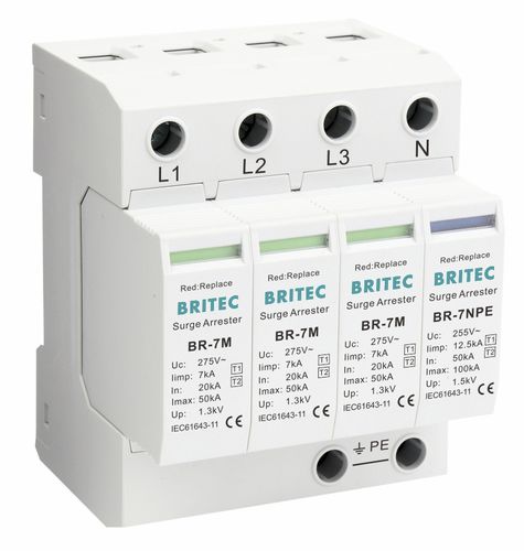 Коробка разрядника тип 1 - BR-7M 3+1 series - Britec Electric Co., Ltd - тип 2 / класс I / класс II