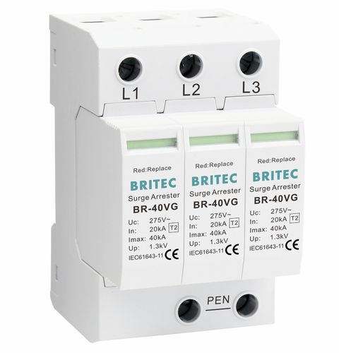 Молниеотвод тип 2 - BR-40VG 3P series - Britec Electric Co., Ltd - класс II / вставной / на DIN-рейке