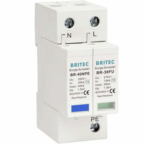 Молниеотвод тип 2 - BR-30FU 1+1 series - Britec Electric Co., Ltd - класс II / для электроустановки / с варистором