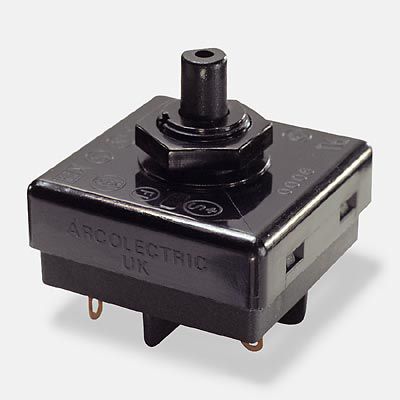 Поворотный переключатель - 2 A, 250 V | 9000 - Arcolectric - однополюсный / брызгозащищенный / с 4 позициями