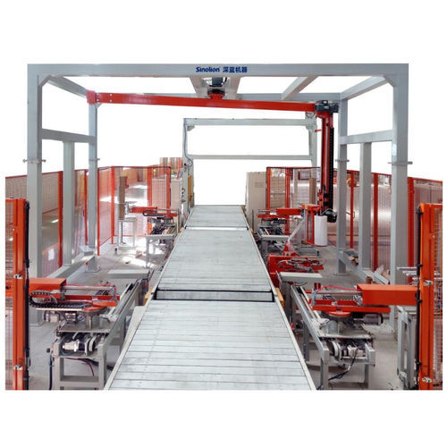 Паллетообмотчик с установкой защитного уголка - R1800FZ-PL-PCF010A - SHANDONG  SINOLION  MACHINERY  CORP  LTD - с поворотным кронштейном / полностью автоматический / для пищевой промышленности и для производства напитков