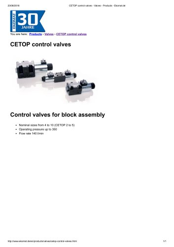 CETOP control valves