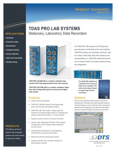 TDAS PRO LAB Standalone, Laboratory Data Recorders