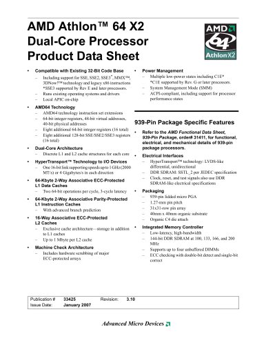 AMD Athlon™ 64 X2 Dual-Core Processor Product Data Sheet