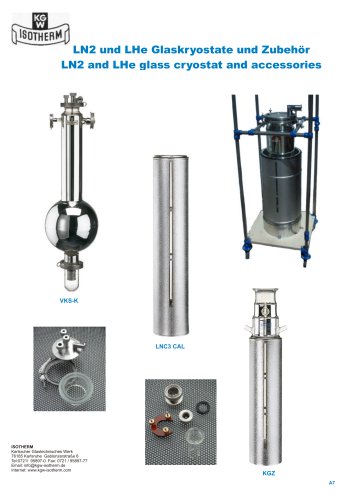 LN2 and LHe glass cryostat and accessories