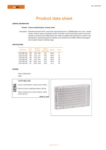 Culture multiwell plates, treated, sterile