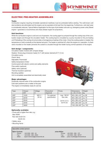 ELECTRIC PRE-HEATER ASSEMBLIES