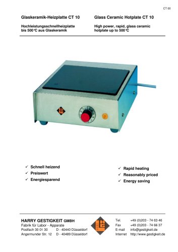 Glass Ceramic Hotplate CT 10