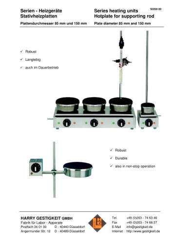 Series heating units - Hotplate for supporting rod