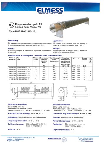 Ex-Finned tube heater, stainless steel R3