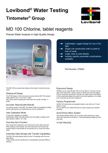 MD 100 Chlorine, tablet reagents