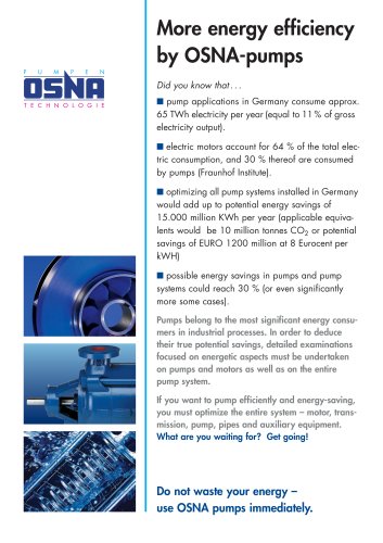 More energy efficiency by OSNA-pumps