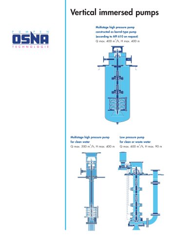 Vertical immersion pumps