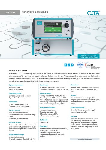 Leak Tester CETATEST 825 HP-PR (High Pressure & Pressure Rise)