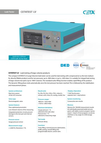 Leak Tester CETATEST LV for the Packaging Industry