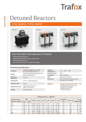 Detuned reactors, 525V, 3INPP7