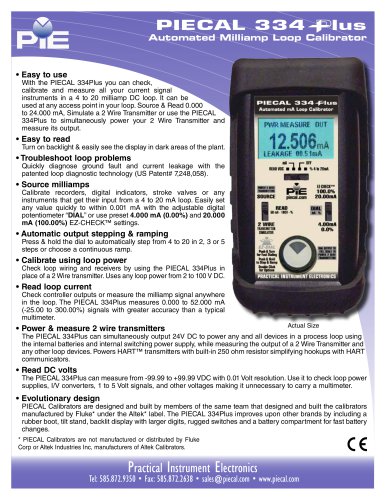 PIECAL 334Plus Automated Milliamp Loop Calibrator