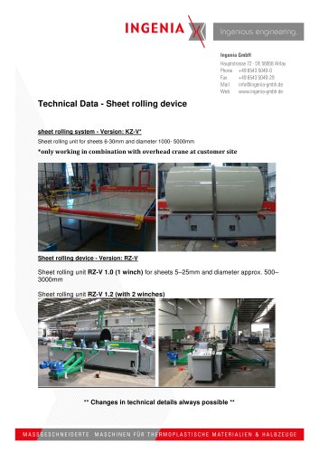 01. technical Data, sheet rolling device