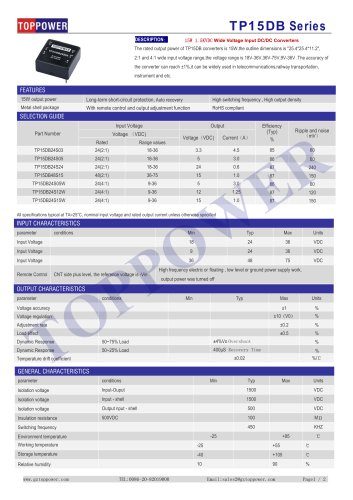 TP15DB series 15W DC/DC converter