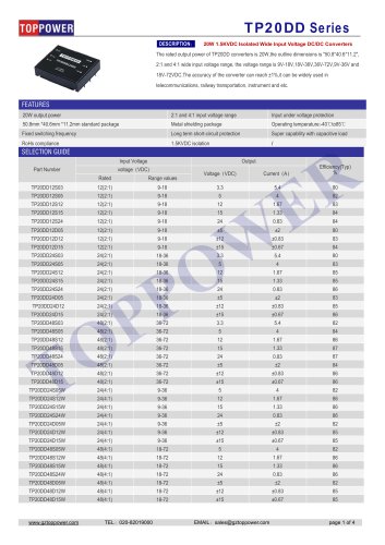 TP20DD series 20W DC-DC converter