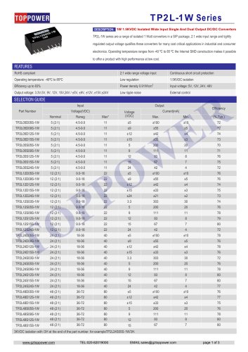 TP2L-1W series 1W DC-DC converter