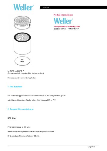 compressed air cleaning filter