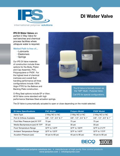 IPS DI Water Valve Catalog