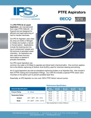 IPS PTFE Aspirator Catalog