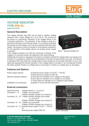 VOLTAGE INDICATOR TYPE SPA-EL panel-mounted