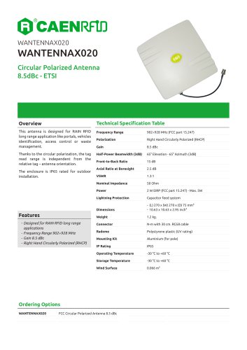 WANTENNAX020 Datasheet