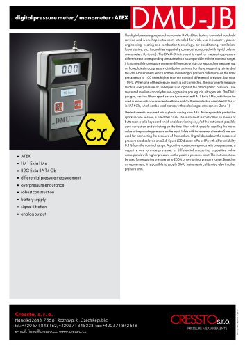 CRESSTO - DMU-JB series - datasheet - digital pressure meter / manometer - ATEX