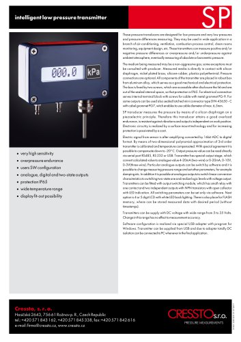 CRESSTO - SP series - datasheet - differential pressure transmitter