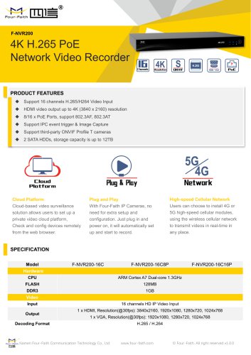 F-NVR200 PoE Network Video Recorder