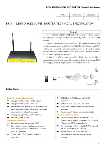 F3734 Industrial LTE&TD-SCDMA WIFI Router