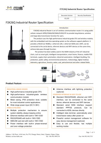 F3X26Q Industrial Router Specification