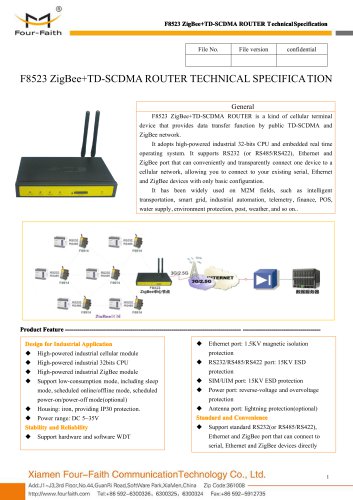 F8423 ZigBee+WCDMA/HSDPA/HSUPA ROUTER