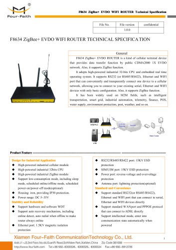 F8634 ZigBee+EVDO WIFI ROUTER SPECIFICATION