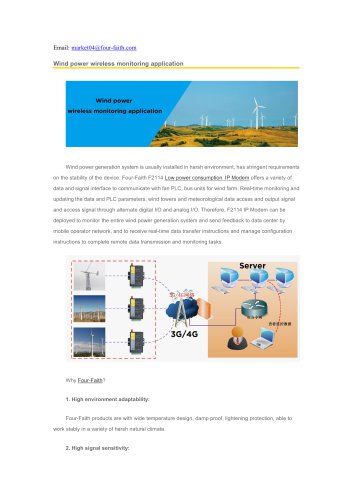 Wind power wireless monitoring application --- Four-Faith