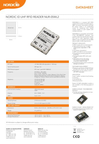 NORDIC ID UHF RFID READER NUR-05WL2