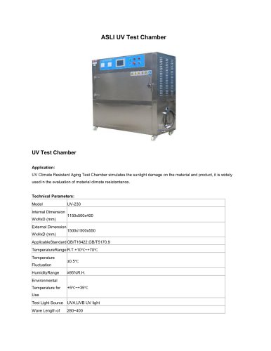 ASLI UV Test Chamber