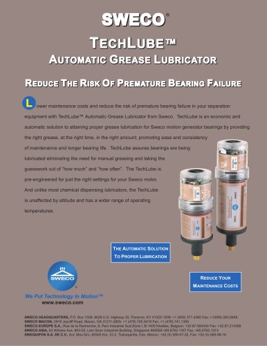 Sweco TechLube Atomatic Grease Lubricator