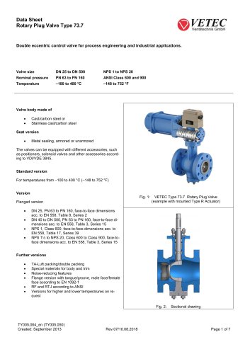 Rotary Plug Valve Type 73.7