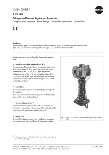 Self-operated Pressure Regulators · Accessories