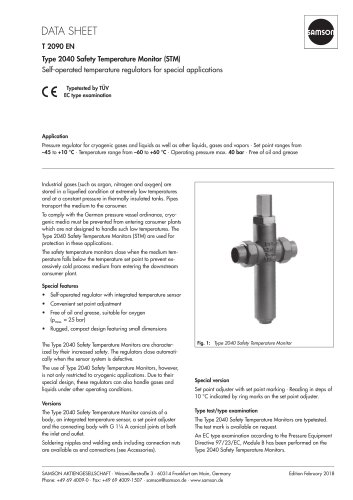 Type 2040 Safety Temperature Monitor (STM)