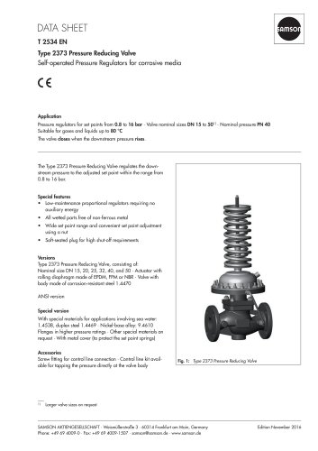 Type 2373 Pressure Reducing Valve